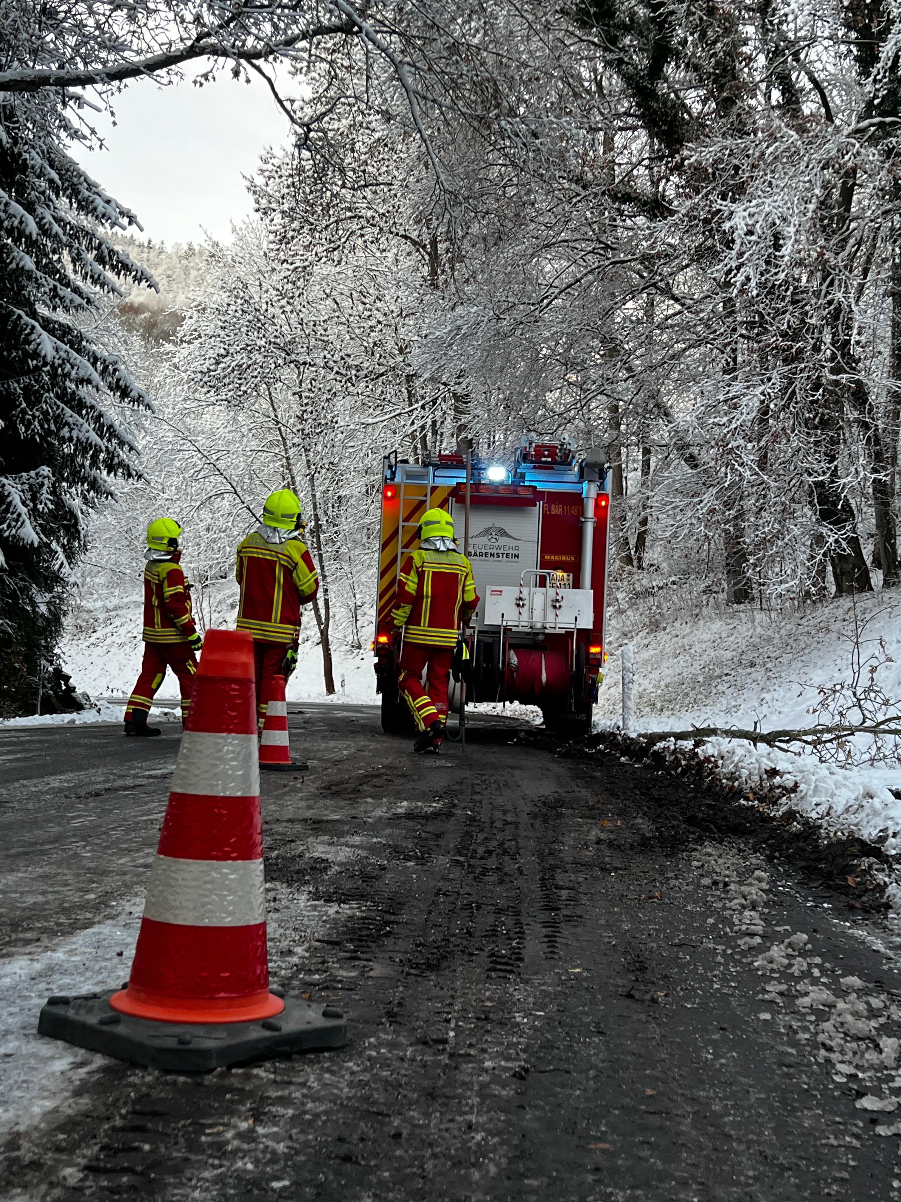 Einsatzfoto Ast droht zu brechen und auf Straße zu fallen